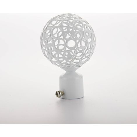 Dos remates para barras de cortina, aptos para barras con un diámetro interior de 22 mm, de color blanco. (1/5)