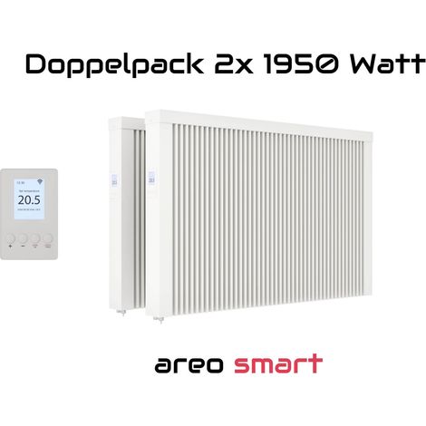 Elektroheizung Doppelpack 2x 1950 Watt Flächenspeicherheizung areo smart - digitales Thermostat mit LCD-Display - Option zur Appsteuerung von eVARMO (1/5)