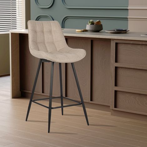 Tabouret de bar en tissu beige BARIA (lot de 2) (1/5)