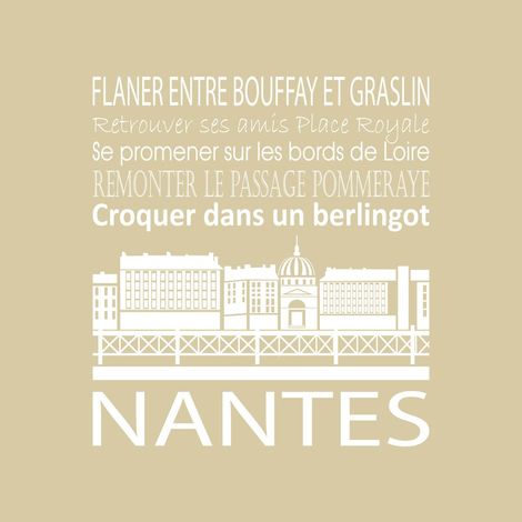 Tableau sur toile Nantes beige 30x30 cm - Impression sur Toile Murale Décorative - Image imprimée en HD sur Toile - Toile sur Châssis en Bois FSC - Fabriqué en France