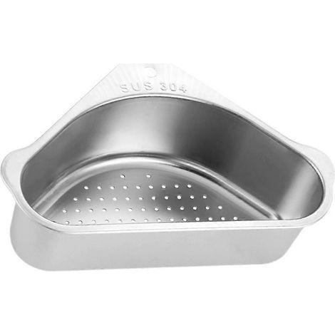Abtropfkorb-Set aus Edelstahl, Aufbewahrungsgestell, dreieckiger Korb (silber) – 24 x 17 cm – Silber (1/4)