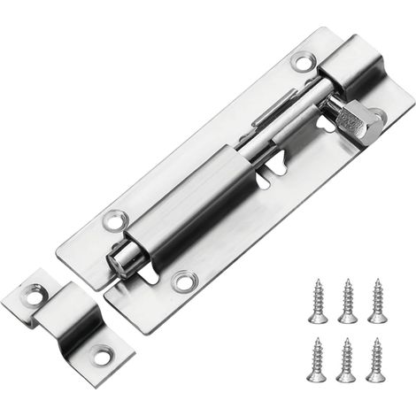 Verrous de porte coulissants de 95 mm (4 pouces), en acier inoxydable 304, avec vis, pour salle de bain, chambre, abri de jardin et toilettes. (1/5)