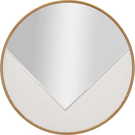 Dmora - Specchio Bondeno, Specchiera, Articolo d'arredo a muro, Decorazione con specchio, 80x4 h80 cm, Bianco e Oro