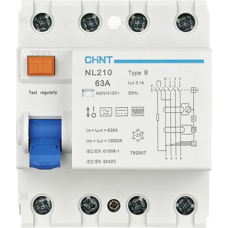 Chint 782007 NL210 3PN 63A 100mA B 10kA FI-Schutzschalter  B/10 kA   3polig 63 A 0.1 A 415 V (1/2)