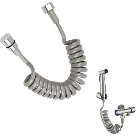 Duschschlauch mit Spirale Teleskop Duschschlauch Spiralschlauch mit Verbindungsstück Langer Schlauch 2 m für Brausen, Toiletten, Bidets, Waschbec (1/5)