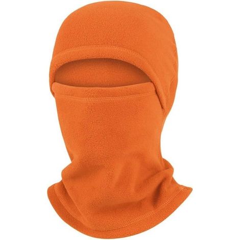 Cagoule intégrale en polaire pour ski, cyclisme, course à pied, coupe-vent, cache-cou, écharpe, châle, capuche pour sports d'hiver, noir (orange) (1/5)