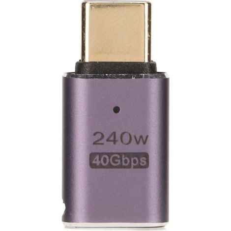 Adaptateur Type-C avec USB 4.0, 8K HD, 40 Gbit/s, charge rapide PD 240 W, boîtier en alliage d'aluminium, adaptateur portable Type-C vers Type-C, compatible avec les connecteurs de téléphone portable (1/4)