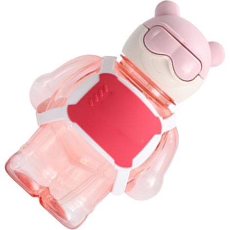 Gourde en plastique rose de 400 ml en forme d'ourson, légère et portable, idéale pour les sports de plein air. (1/5)