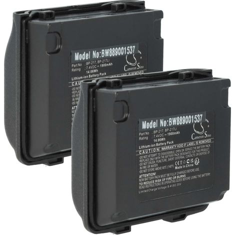 vhbw 2x Akku Ersatz für Icom BP-217LI, BP-217 für Funkgerät, Walkie Talkie (1900 mAh, 14,06 V, Li-Ion)