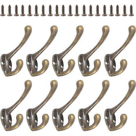 BronzeCraft 10er-Packung robuste Wandhaken im Vintage-Stil mit 20 Schrauben