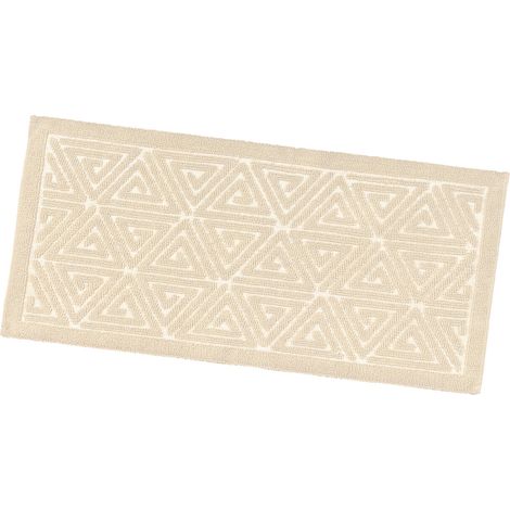 Tappeto Bagno Greca Tinta Unita Scendiletto Morbido Puro Cotone Assorbente Antiscivolo 65x150 cm - Crema