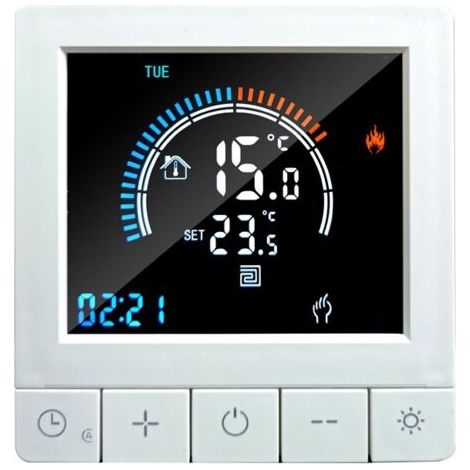 Termostato inteligente, termostato de calefacción, termostato de ambiente, termostato para calefacción eléctrica por suelo radiante, 16A, blanco (1/5)