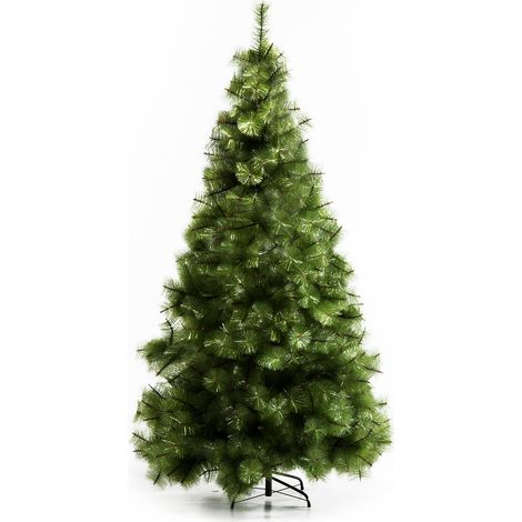 Sapin de Noël artificiel 210 cm avec pointes 505, accents argentés, support métallique