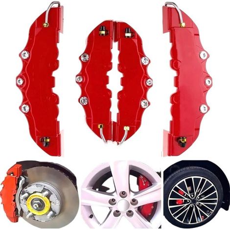2 Paires Couvre-étriers de Frein Rouge Avant et arrière, coquilles d'étrier protectrices résistantes à la Chaleur pour la Modification et décoration du moyeu de Roue Voiture (1/5)