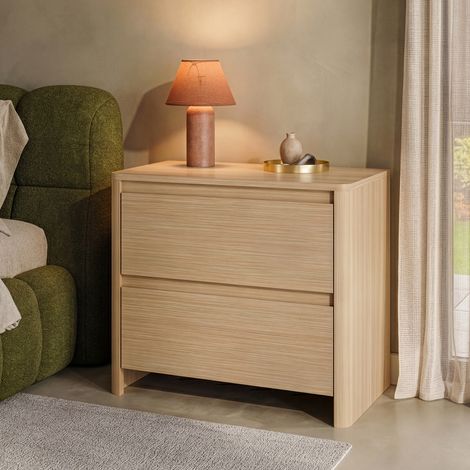Comodino Takranmaa con 2 Cassetti 54x60x40cm Effetto Rovere [en.casa] (1/5)