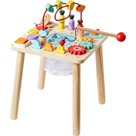 Table Activité Montessori Bébé 6 Mois et Plus Table Apprentissage Montessori Bébé en Bois pour Éveil Développer Coordination Sens du Rythme Enfants Garçon Fille Cadeau d'Anniversaire, 8 en 1 (1/5)