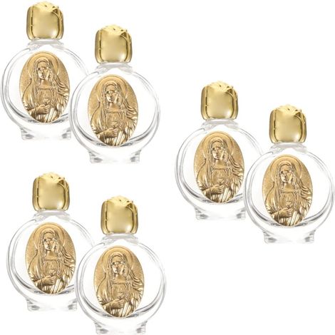6pièces Bouteille Verre Saint Eau Bénite Portable Flacon Décoratif avec Relief Contenant Pratique pour Voyage Et Baptême (1/5)