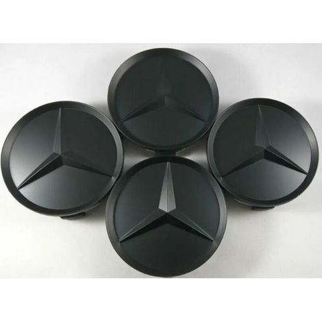 Enjoliveurs de roue en alliage Mercedes noir mat 75 mm. lot de 4 pièces