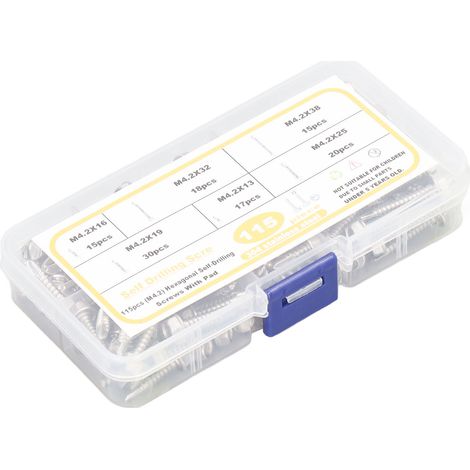 115 vis autoforeuses hexagonales M4.2 - Rondelle inox pour garage et atelier (1/5)
