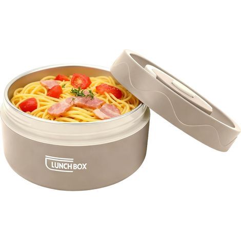 Boîte à lunch en acier inoxydable 304, 420 ml, pour adultes et enfants. Boîte à soupe ronde à double compartiment, portable, idéale pour le travail, l'école et les repas en plein air. (1/5)
