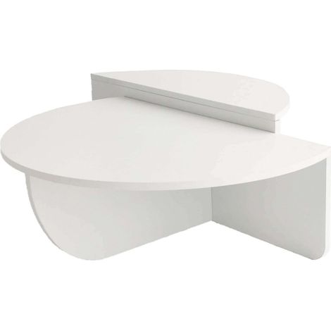Hanah Home – Table basse gigogne en panneaux de particules mélaminé 90cm – 2 niveaux modulables – Design moderne blanc – Montage facile - 90cm-Blanc