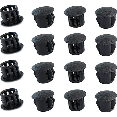 Confezione da 20 tappi in plastica da 6 mm, tappi per fori da trapano, neri, coperture decorative per cassetti, armadi e mobili.