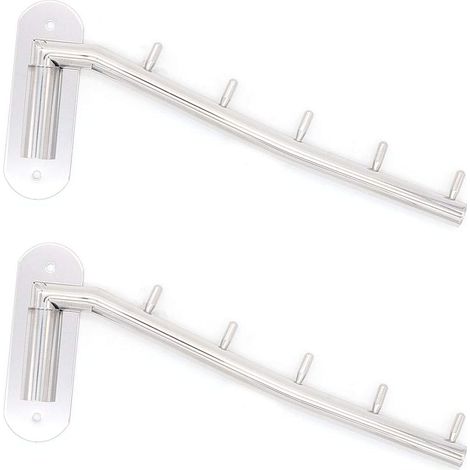 Set aus 2 drehbaren Halterungen aus Edelstahl 304, 5 Haken für Kleidung