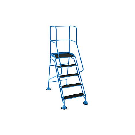 Escalera rodante con tarima  plataforma y peldaños de goma