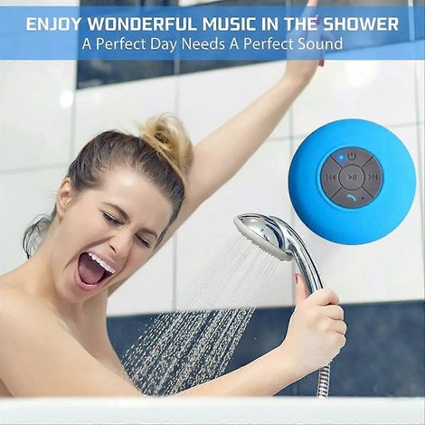 Enceinte Bluetooth sans fil pour salle de bain avec ventouse blanche (1/5)