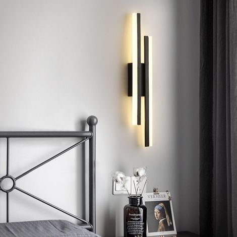 Aplique LED de pared para interiores, estilo moderno, color negro, 16 W  Ideal para dormitorios, salones, hoteles y escaleras luz blanca cálida. (1/4)