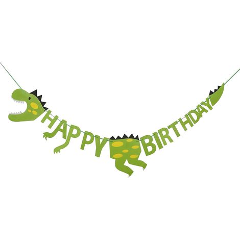 Bannière de fête « Joyeux anniversaire » - Bannière de dinosaure / Bunting pour les enfants - Fête d'anniversaire sur le thème des dinosaures, Dinosaures, (1/5)