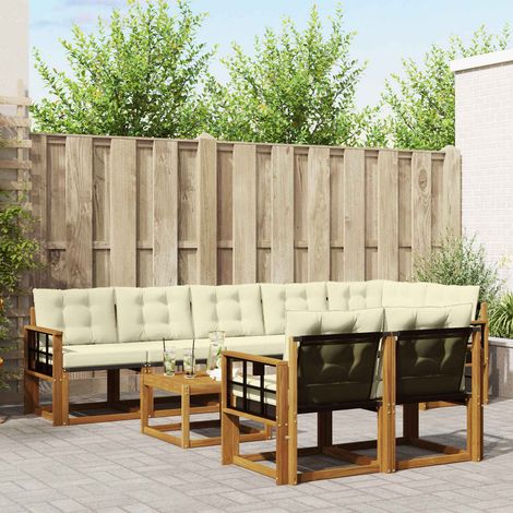vidaXL Outdoor-Sofagarnitur mit Kissen 9 pcs Natur und Creme (1/5)