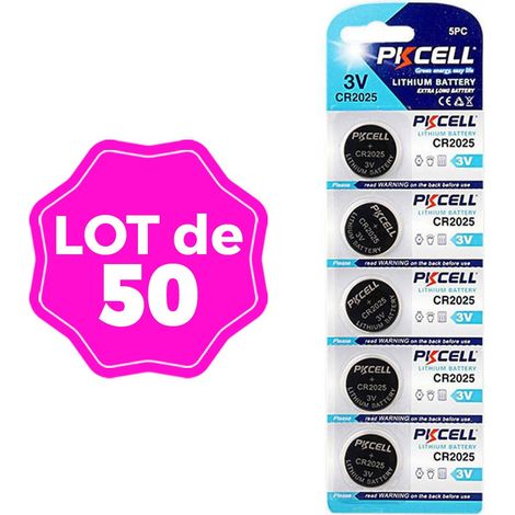 50 Piles Bouton CR2025 3V 150mAh Lithium Kodak (1/3)