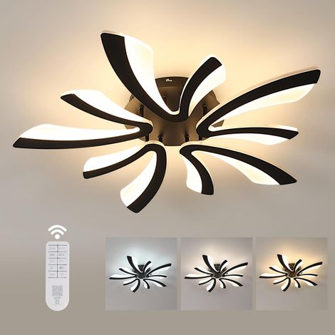 COMELY® Plafoniera LED dimmerabile, lampada da soffitto 48W 5400LM con telecomando, lampada da soffitto moderna per soggiorno, camera da letto, 70 cm, dimmerabile 3000K-6500K, nero [classe energetica (1/5)