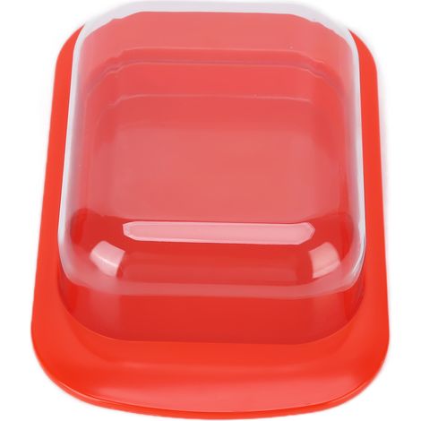 Boîte de conservation alimentaire rouge large carrée pour beurre, fromage, pain, gâteaux, apéritifs, avec couteau à beurre (1/5)