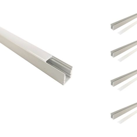 Pack de 5 - Profilé Aluminium pour Bandeau LED - Cache Blanc Opaque - 1 m - SILUMEN (1/5)