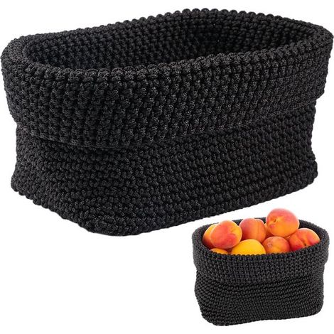 Panier de rangement crocheté - noir (1/5)
