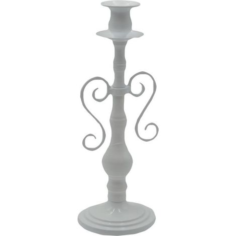Portacandele candelabro metallo bianco 1 posto cmø11h30,5