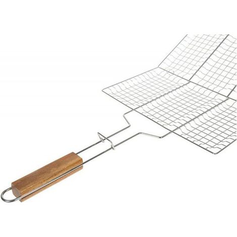 Grille de cuisson - Référence 001088 - 34 x 22 cm - 3 compartiments - Poignées en bois d'Acacia (1/4)