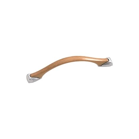 Ouvre&Déco – Poignée de meuble plastique imitation bois clair 96mm – Finition nickel mat – Largeur 136mm – Hauteur 16mm – Épaisseur 26mm
