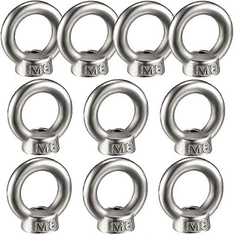 10 Stück Edelstahl-Ringmutter, M8-Ringschraubenmutter, Hardware-Ringschraubenmutter, Innengewindemutter für Hebezubehör, Oberflächenpolieren, Sil (1/5)
