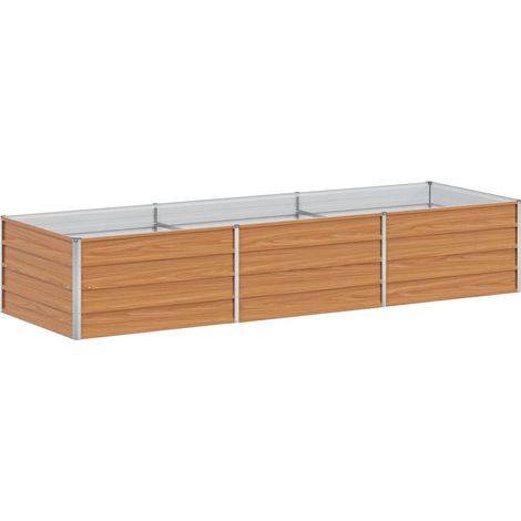 Garden Raised Bed Light Brown 240 x 80 x 45 cm Galvanised Steel vidaXL