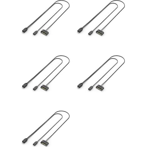 Contrôleur ARGB 5X pour PC, boîtier PC, réinitialisation, contrôle SATA vers ARGB, câble d'alimentation 5V 3 broches, contrôleur d'éclairage noir (1/5)
