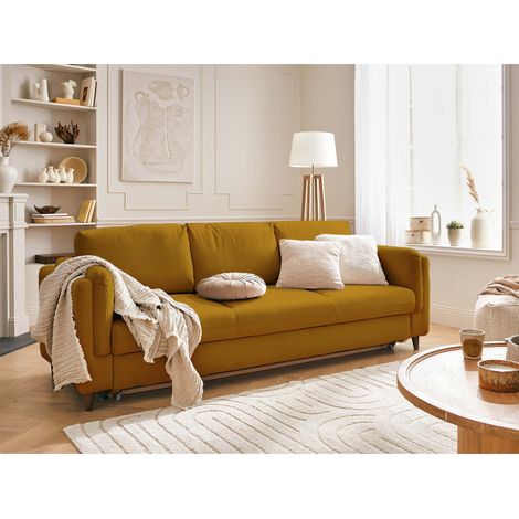 Brooke – 3-sitzer sofa – mit schlaffunktion – aus samt - gelb