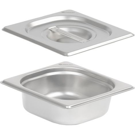 Mahlzeit GN Behälter 1/6 mit Deckel, Höhe 65 mm, Edelstahl Wärmebehälter, Geeignet für Chafing Dish
