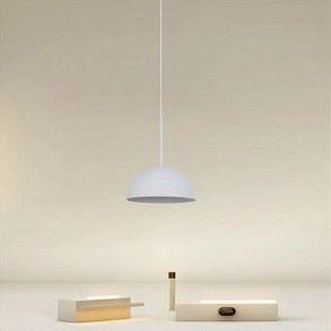 TrAdE Shop Traesio - Lampadario A Sospensione Moderno Con Paralume Cupola In Ferro Bianco E27 33764 - (1/3)