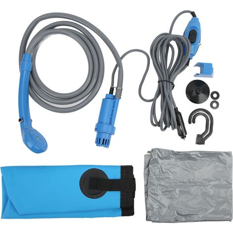Douche de camping portable 12 V, seau pliable, capacité 20 L, multi-usages : randonnée, lavage de voiture, bain d'animaux. (1/5)