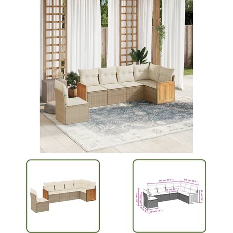 The Living Store 6-tlg. Garten-Sofagarnitur mit Kissen Beige Poly Rattan - Gartensofas - Outdoor Möbel - Lounge Set - Gartenlounge - Rattan Gartenmöbel (1/3)