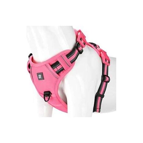 Hundegeschirr zum Gassigehen, reflektierend, rutschfest, strapazierfähig, rosa, Größe S