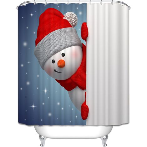 Filiyano-Rideau de douche de Noël 180 cm x 200 cm, motif Père Noël et neige d'hiver
